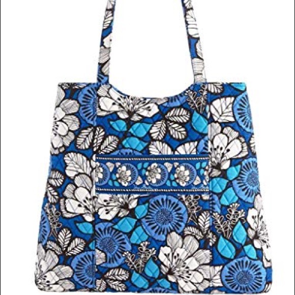 blue floral handbag